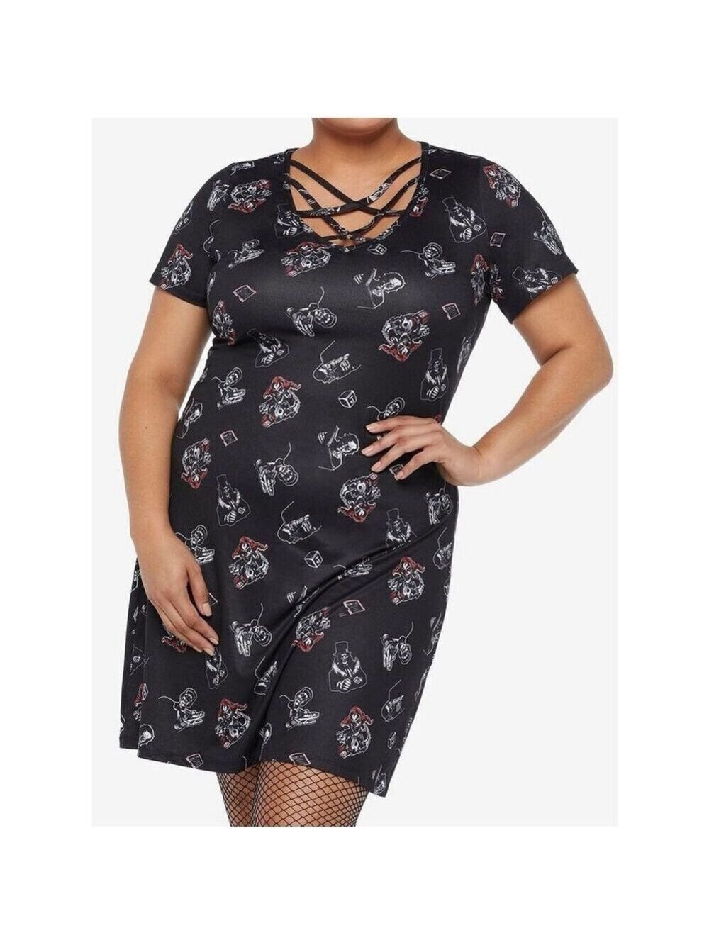 Halloween Horror Nights Characters Lace-Up Bodycon Dress Plus Size 2